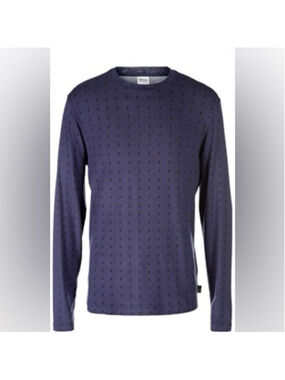 Armani Collezioni Blue Geo-Printed Long Sleeve Viscose T Shirt Size EU M/ US S